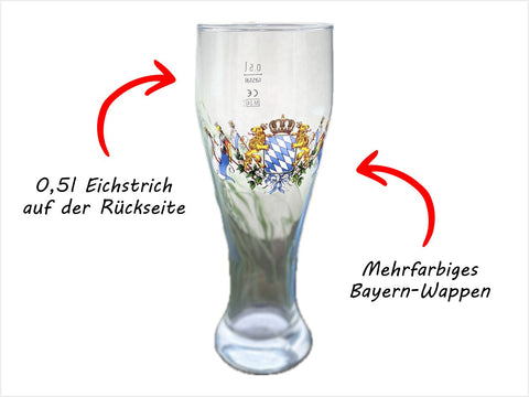 Weizenbierglas Bayern von Rastal mit Gravur